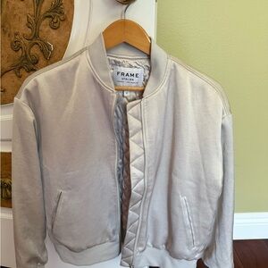 Frame Denim Quilted Satin Jacket in Cream